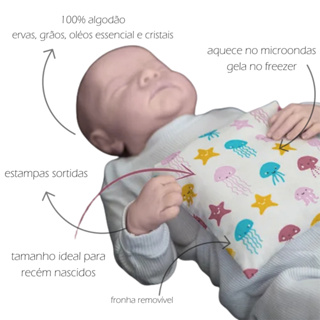 🍼 Bolsa Térmica de Ervas e Sementes Anti Cólica para Bebê | Alívio Natural | Quente e Fria | Capa 100% Algodão em Oferta na Shopee