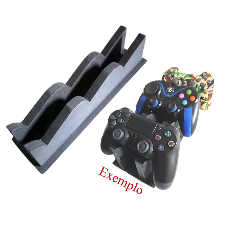 Suporte para 03 Controle Game Gamer PS1 PS2 PS3 PS4 PS5 Xbox One 360 - Gamepad doca de mesa - em Mdf em Oferta na Shopee