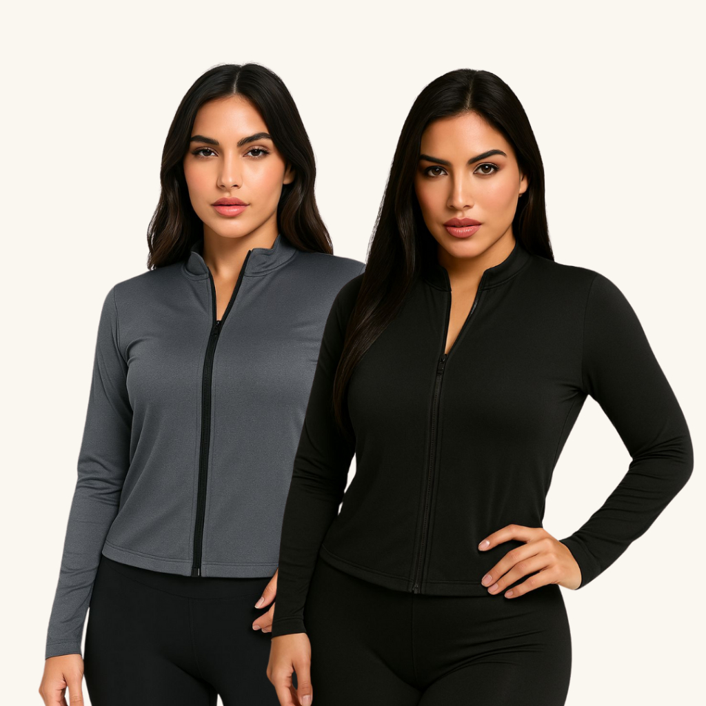 Kit 2 Casaco Dryfit Casaquinho Proteção Solar Zíper Slim Blusa Térmica Treino Academia Fem...