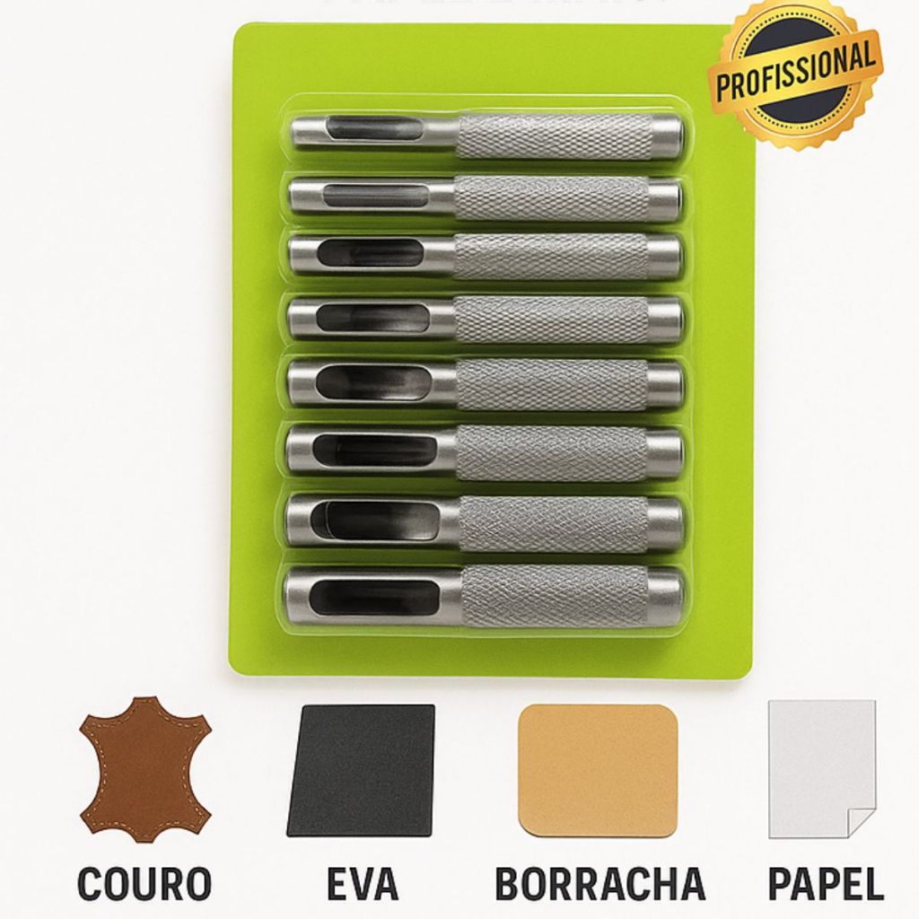 Kit Vazador Furador Couro Borracha Eva Feltro Papel Cinto Chinelo Perfurador Manual P/ Artesanato