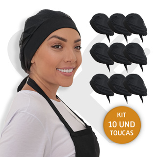 Kit Com 10 Touca Telinha e Malha Lavável Cozinha Restaurante Padaria em Oferta na Shopee