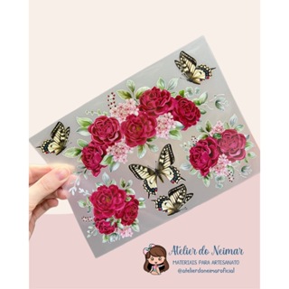 Cartela de decalque termocolante para tecido 14,5x20cm em Oferta na Shopee