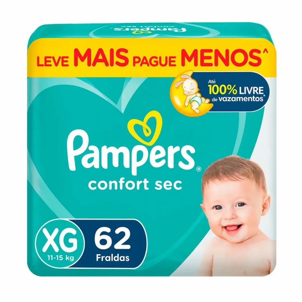 FRALDA PAMPERS CONFORT SEC XG 62 TIRAS em Oferta na Shopee