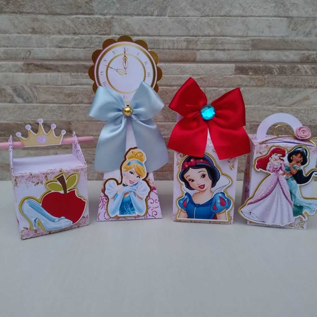 Kit festa PRINCESAS LUXO - Caixinhas Personalizadas 3D - Lembrancinha Aniversário/ Personalizados Festa Infantil