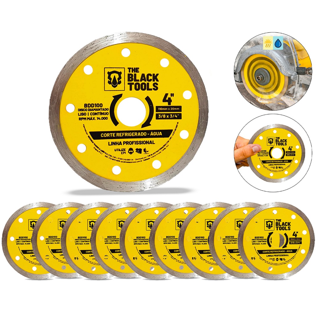 Kit 6 Discos De Corte Vidro Espelho Cerâmica Porcelanato The Black Tools em Oferta na Shopee