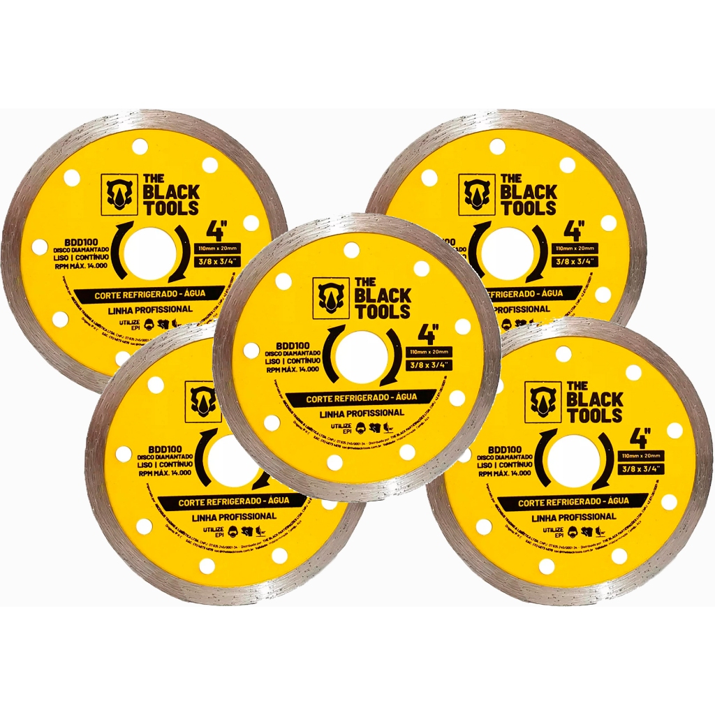 Kit 05 Discos De Corte Vidro Porcelanato E Vidro 110mm The Black Tools em Oferta na Shopee