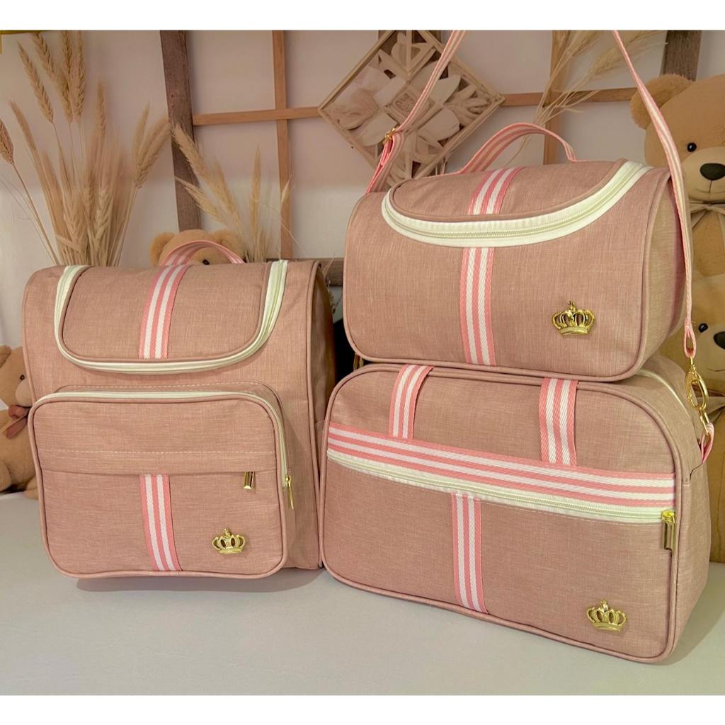 Classic Rubí Bolsas Maternidade Kit Completo 03 Peças Rosa