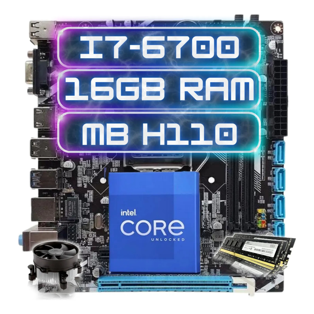 Kit Upgrade Intel Core  I7 6700 Placa Mãe H110 Ddr4 16Gb