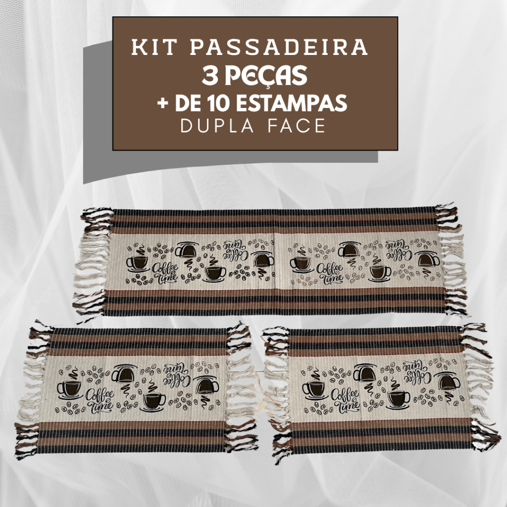 Kit Jogo Passadeira e Tapete de Cozinha 3 Peças Pano Muito Grosso Alta Qualidade Luxo Grande