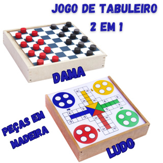 Jogo de Tabuleiro Clássico 2 em 1 Dama e Ludo em Madeira Diversão para Toda a Família em Oferta na Shopee