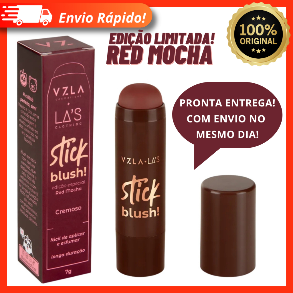 Blush Stick Red Mocha - Vizzela + La's - Lançamento 100% Original Blush Cremoso em Bastão