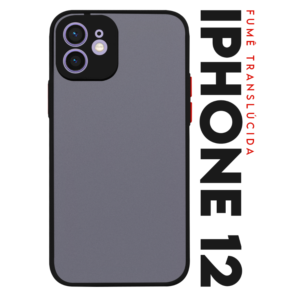 Case Capinha Case Anti Impacto Space Acrílico Translucida Fumê Protetora para IPhone 12 tela 6.1 pol