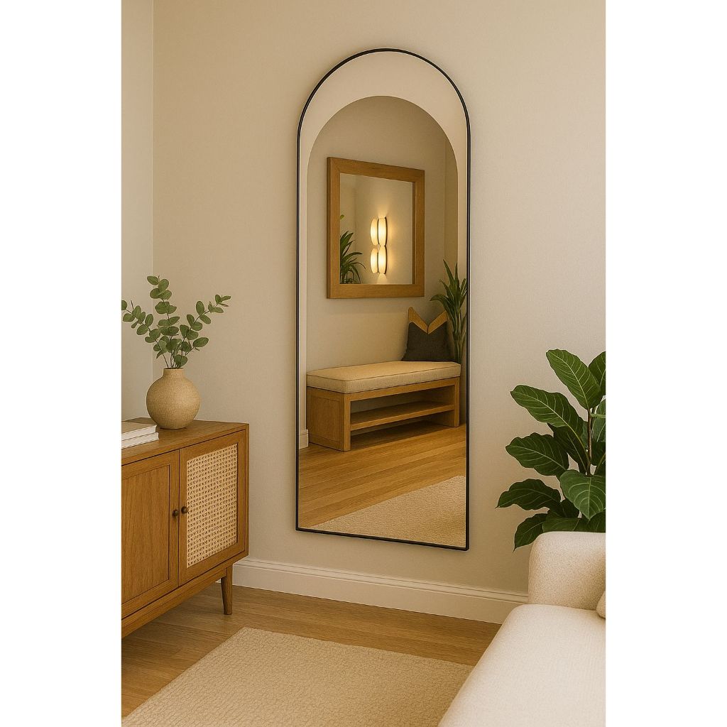 Espelho 150cm x 40cm Corpo Inteiro Grande Oval com Base Reta Moldura em Alumínio Quarto Sala Hall em Oferta na Shopee