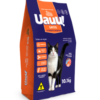 Ração Uauu Premium Gatos Balanceada Sem Corantes Artificiais Sabor Peixe Frango Carne 10kg em Oferta na Shopee