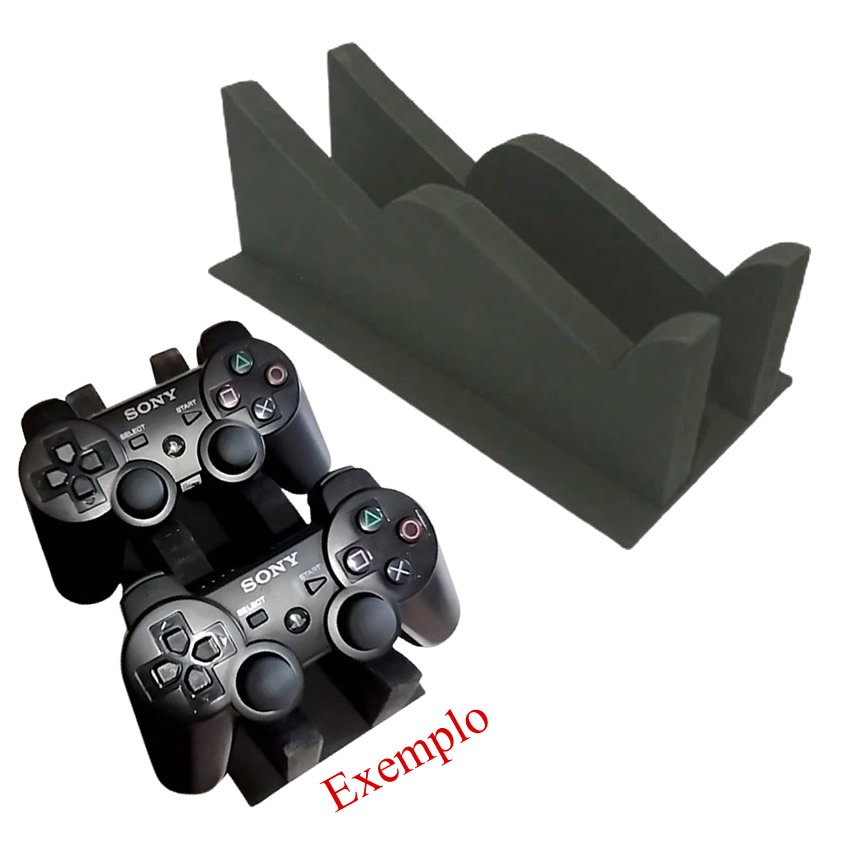 Suporte para 02 Controle Game PS1 PS2 PS3 PS4 PS5 Xbox One 360 Gamer - Gamepad doca de mesa - em Mdf