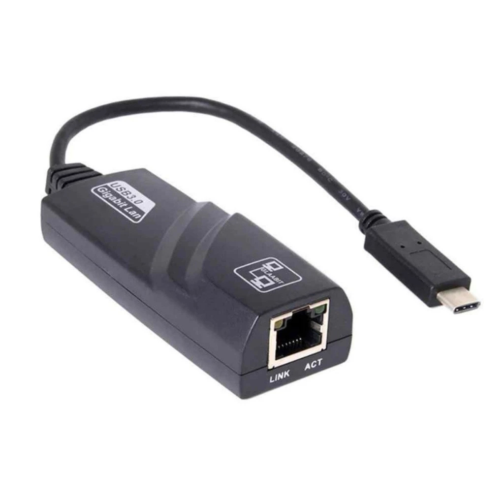 Adaptador USB-C para RJ45 Ethernet 10/100/1000Mbps – Cabo Type-C para Rede LAN Gigabit – Compatível