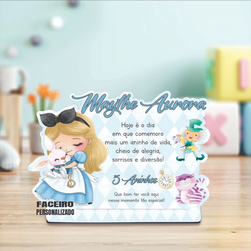 Centro de Mesa Alice no País das Maravilhas - Lembrancinhas Alice no País das Maravilhas em MDF