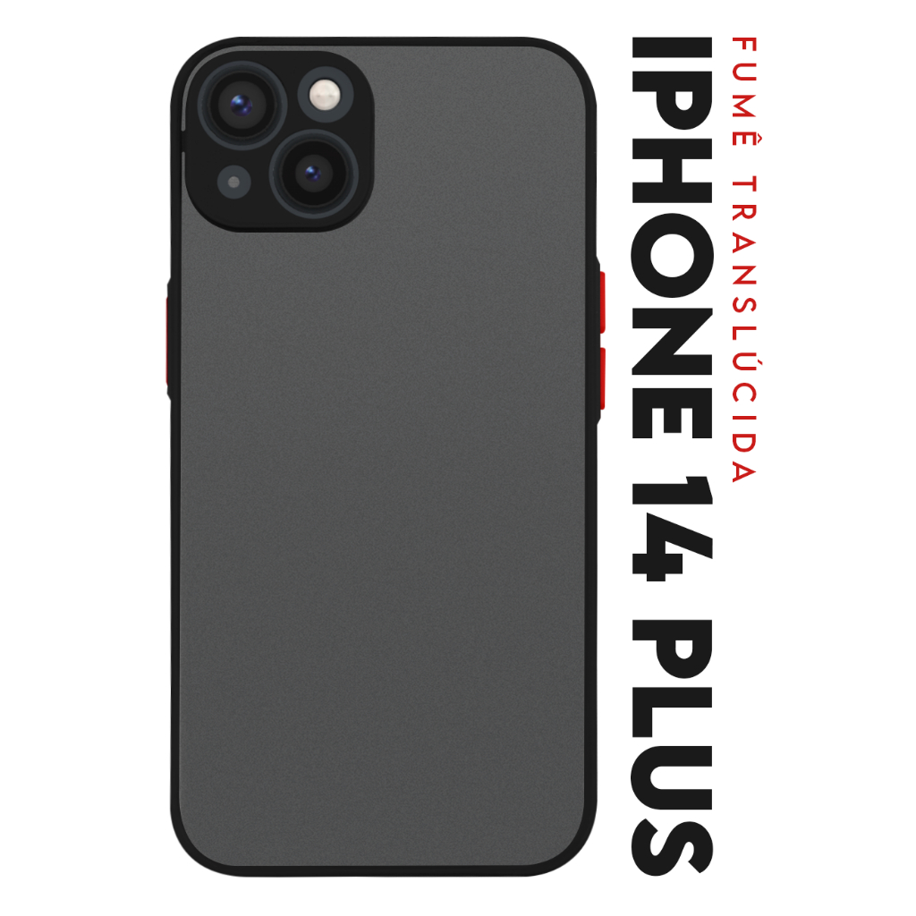Case Capinha Case Anti Impacto Space Acrílico Translucida Fumê Protetora para IPhone 14 Plus tela 6.7 pol