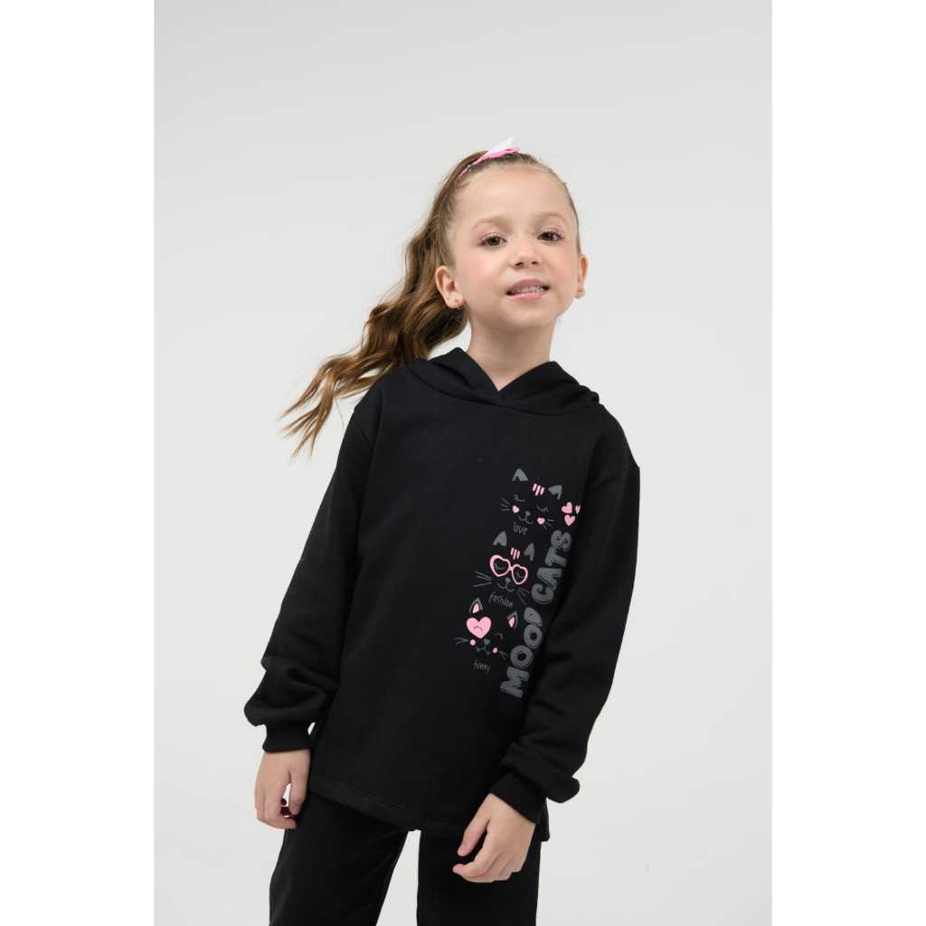 Conjunto Moletom Infantil Menina Com Capuz Tamanhos 4, 6 e 8