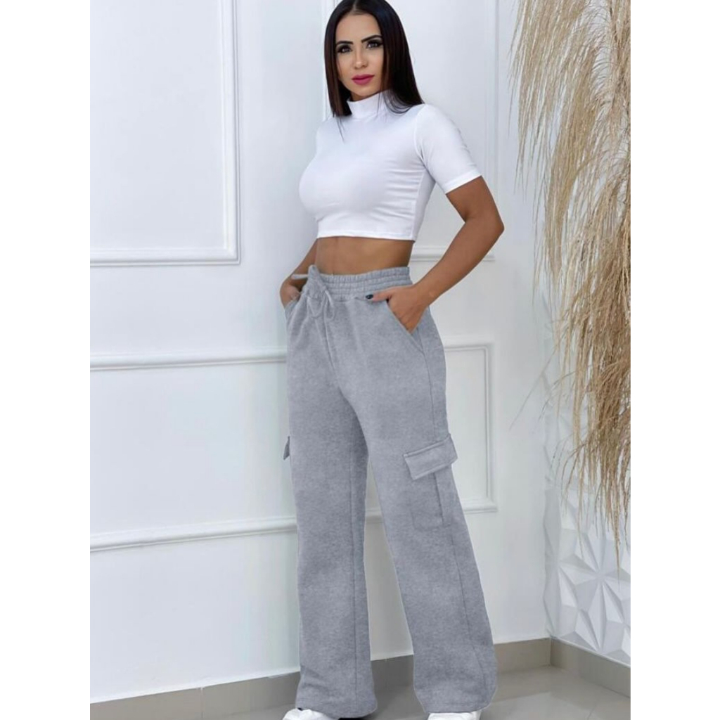 Calça Cargo Moletom Feminino