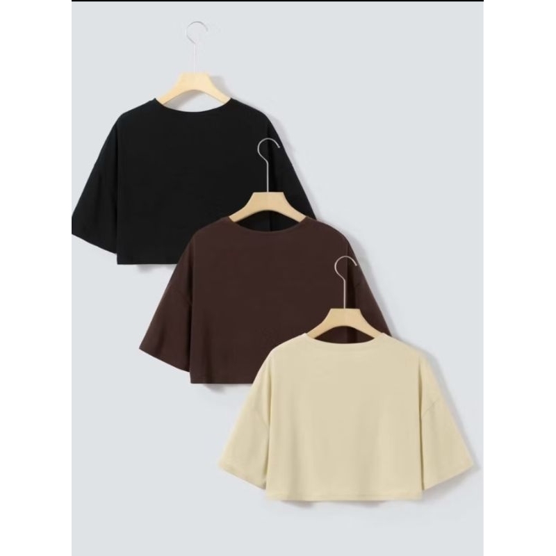 kit Cropped Oversized Camiseta  feminino Algodão Confortável Não Encolhe Não dá Bolinha