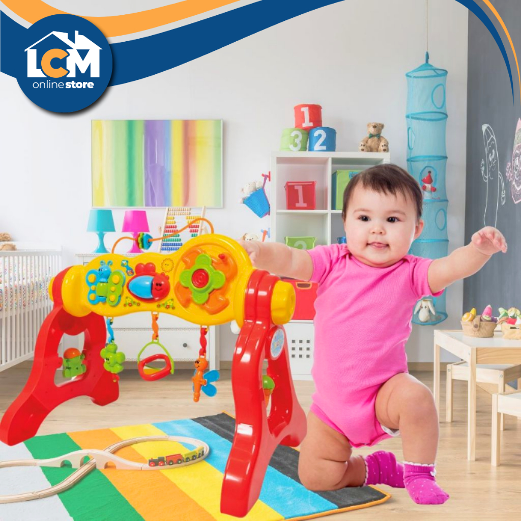 Centro de Atividades Play Gym Bebê 3 em 1 Tapete Interativo Som Espelho Estimula Desenvolvimento Infantil +3meses ✨