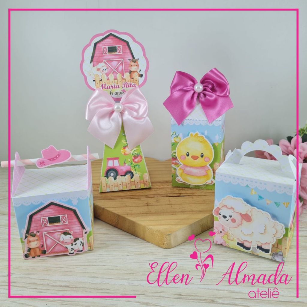 Kit Lembrancinhas Personalizadas Fazendinha Rosa-Lembrancinhas Fazendinha Rosa-Festa Fazendinha Rosa