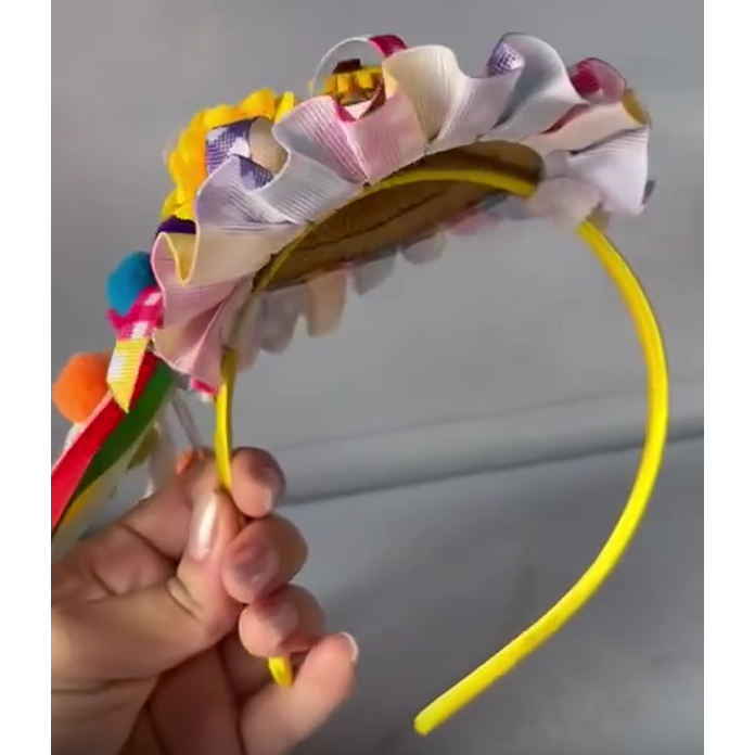 Tiara Com Chapéu Junino Pequeno Com Fitas Flores E Babados Festa Junina Infantil Juvenil Adulto