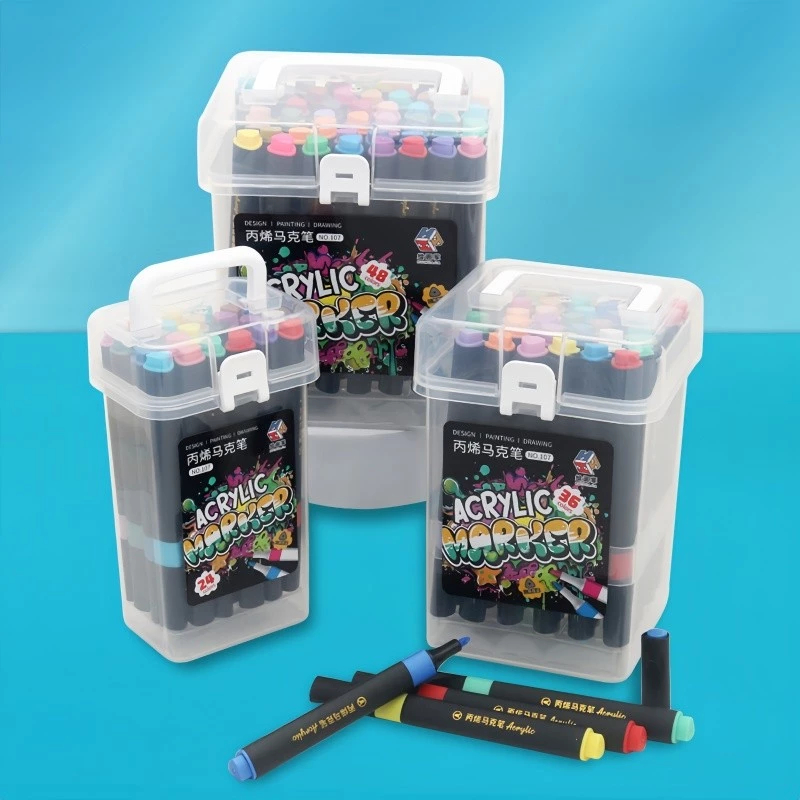 12 Cores/24/36/48 Marcador Acrílico Haste Triangular Caneta De Desenho Solúvel Em Água Cor Pintada À Mão em Oferta na Shopee