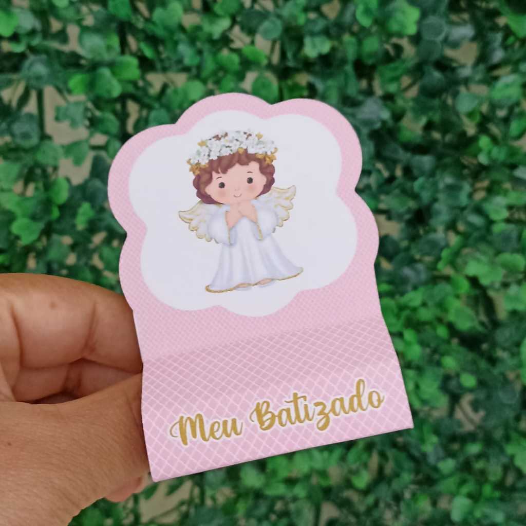 Porta Bis Duplo Batizado Rosa Menina Personalizados /Lembrancinha de Festa /Aniversário