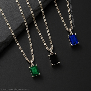 Colar com Pingente Zircônia Strass Preto Azul Verde Aço Inox Presente Correntinha Corrente Cordão Masculino Não Escurece em Oferta na Shopee