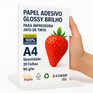 Papel Adesivo Glossy A4 90g Jato de Tinta 20 Folhas Impressão Artesanato Topo Bolo em Oferta na Shopee