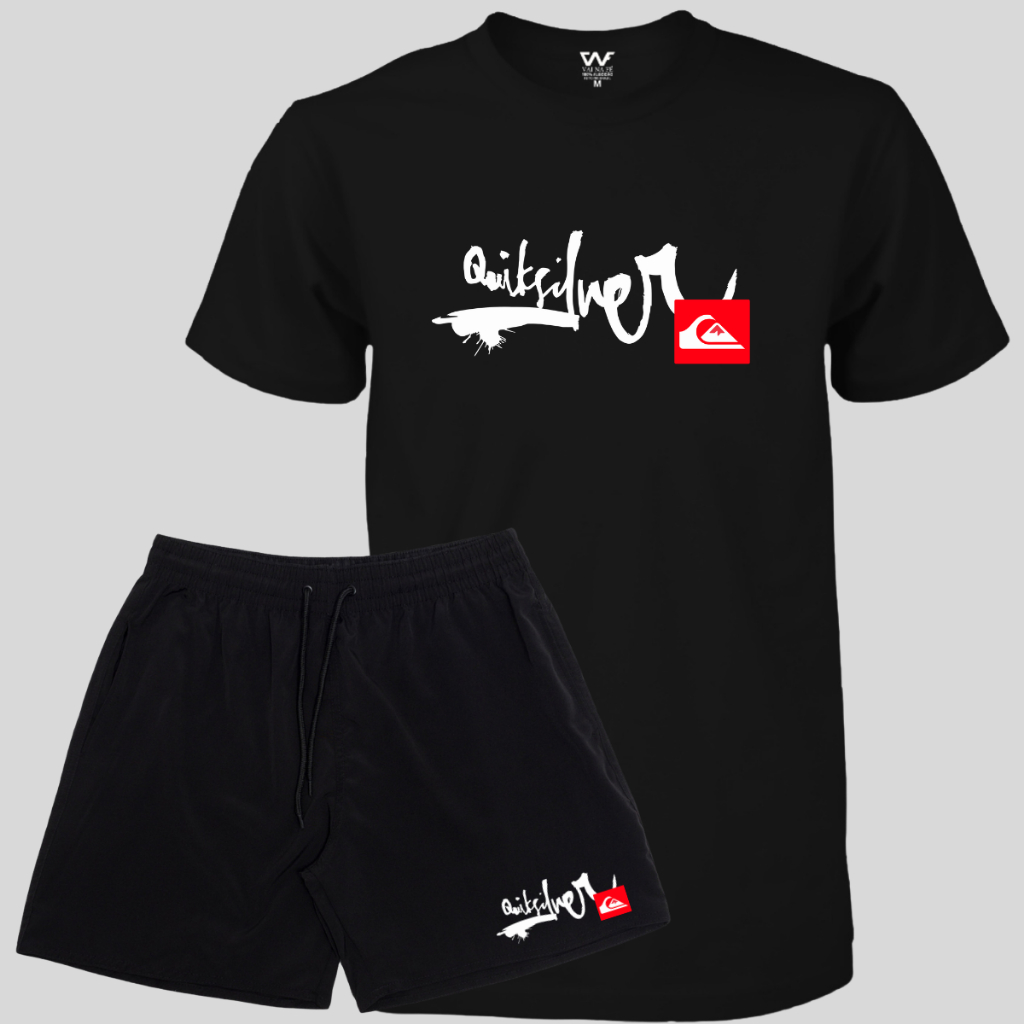 Conjunto Quiksilver Short Elastano + Camiseta Algodão Masculina Lançamento