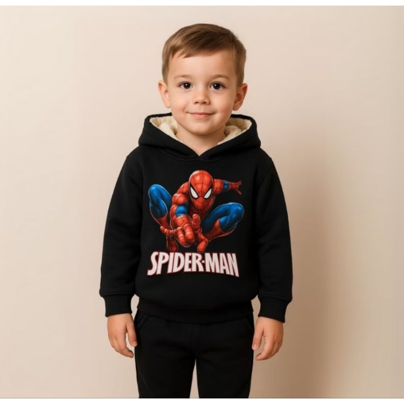 Conjunto de Moletom Infantil Juvenil Menino Inverno Casaco e Calça Estampado De Pelúcia Grosso Com Capuz
