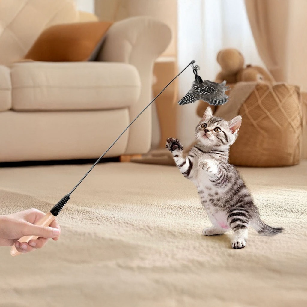 Brinquedo interativo Para Gatos/Pets Com Penas e Pino De Gato