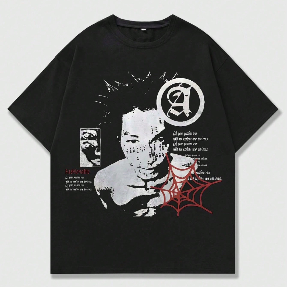 Camiseta Camisa Masculina Grunge Punk Slogan Blusa 100% Algodão Estilo Y2K Envio em Até 24hrs!