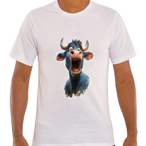 Camiseta Masculina Estampa Vaca Doida Tecido Premium 100% Algodão