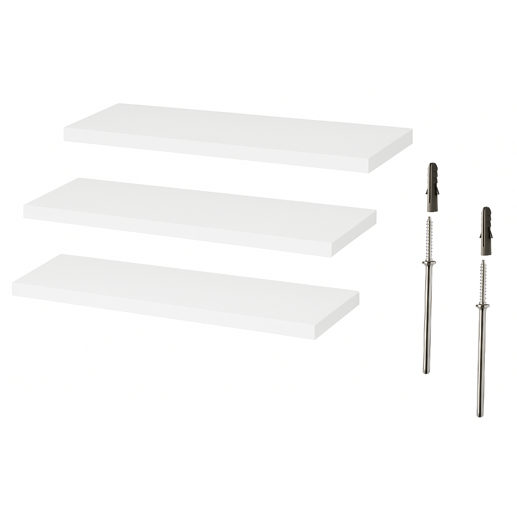 Kit 3 Prateleiras Mdf 60x20 - 50x17 -45x20 Com Suporte Invisivel