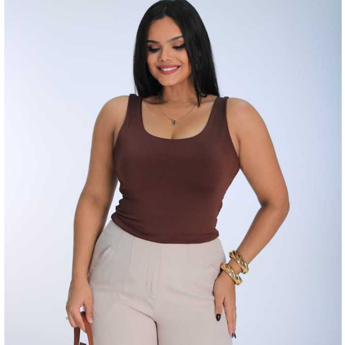 Body Feminino Regata Alça Larga Suplex Duplo Decote QuadradoVerão Carnaval Body Versátil