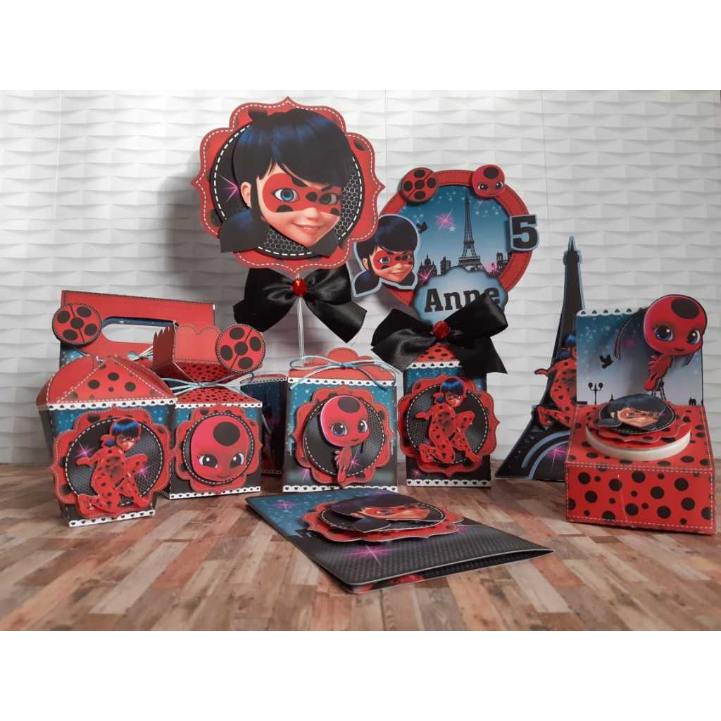 KIt Festa Ladybug - Lembrancinha Aniversário Infantil Personalizada PEGUE E MONTE