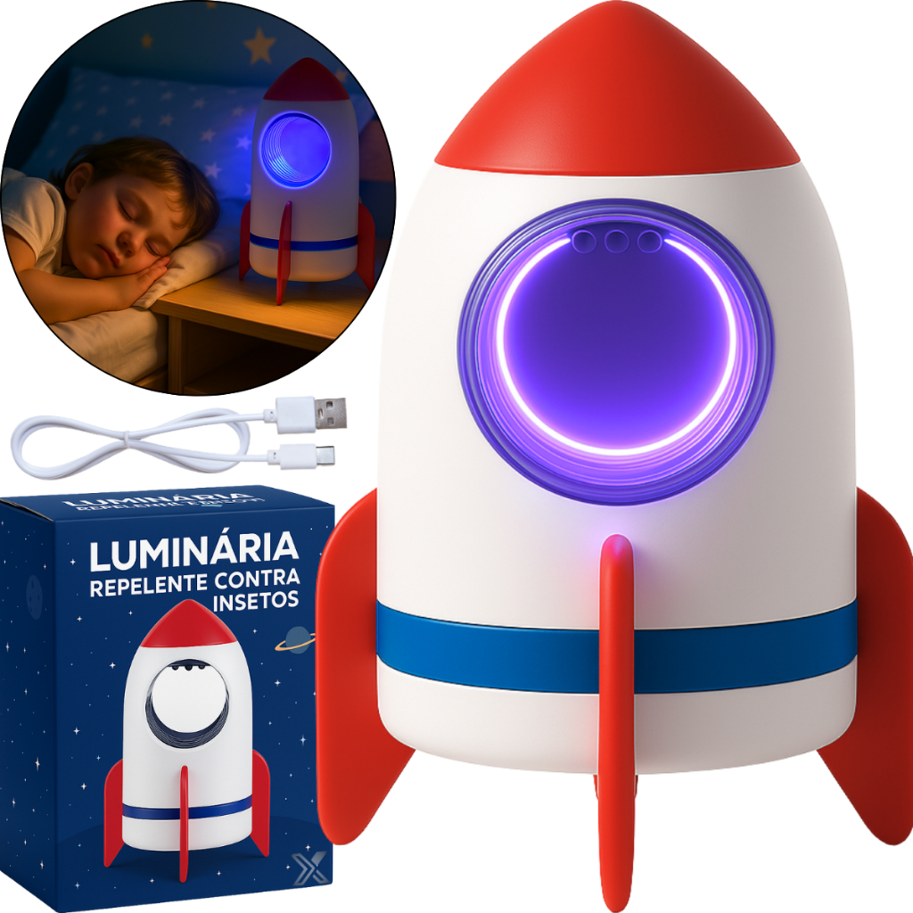 Luminária Infantil Antimosquito Abajur Repelente Silencioso Sem Odor Quarto Cabeceira Bivo...