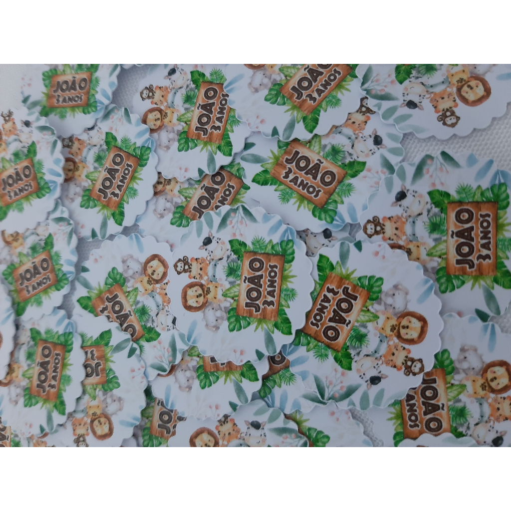 Adesivos  Safari baby Redondo personalizado 5x5 cm PARA LEMBRANCINHA FESTA