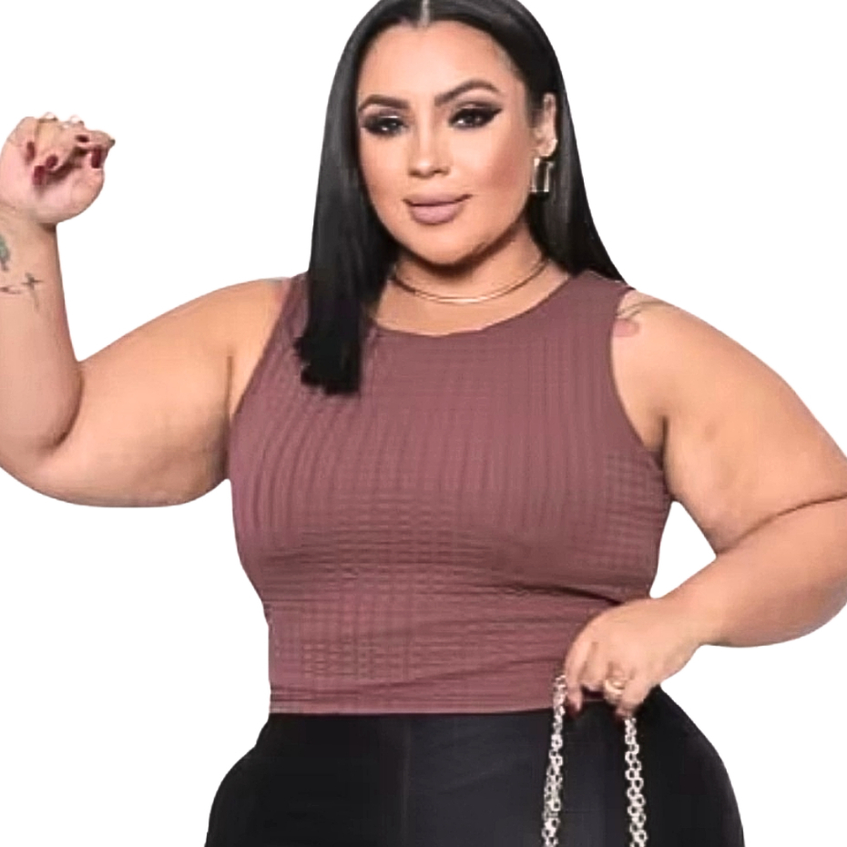 Blusa Cropped Feminino Plus Size Com Bastante Elasticidade e Conforto (Veste 46 a 50) em Oferta na Shopee