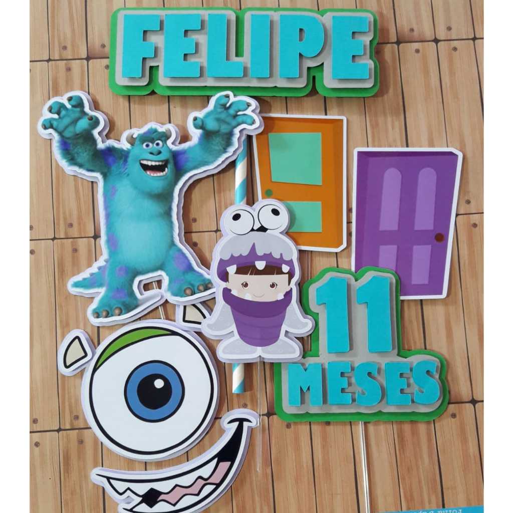 Topo de Bolo Personalizado Monstros S/A Mesversário/Aniversário