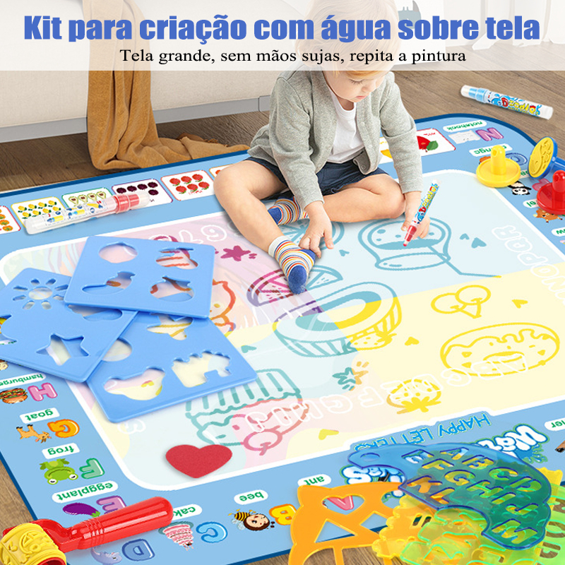 Kit Completo Tapete Desenho Água para Bebês - Brinquedo Seguro Multitemas Multitamanhos sem Sujeira em Oferta na Shopee