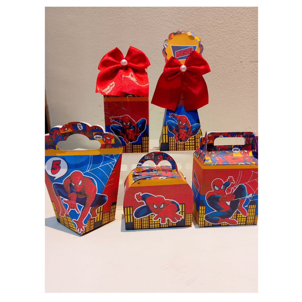 PEGUE E MONTE - Kit Homem Aranha / Personalizados Homem Aranha / Lembrancinhas Homem Aranha / Caixinhas Homem Aranha
