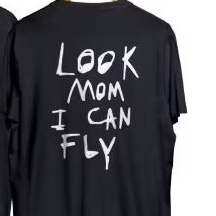 Camiseta Look Mom I Can Fly Camisa Algodão Unissex Documentário Travis Scott Álbum Astroworld Show Música Rap Fã Tumblr