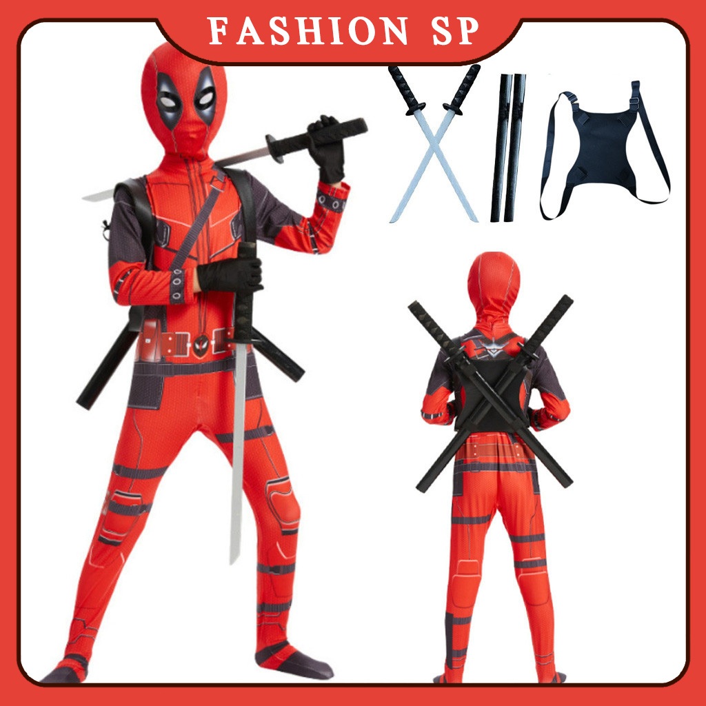 Fantasia Deadpool Para Halloween Com Espada Para Infantil Traje De Cosplay