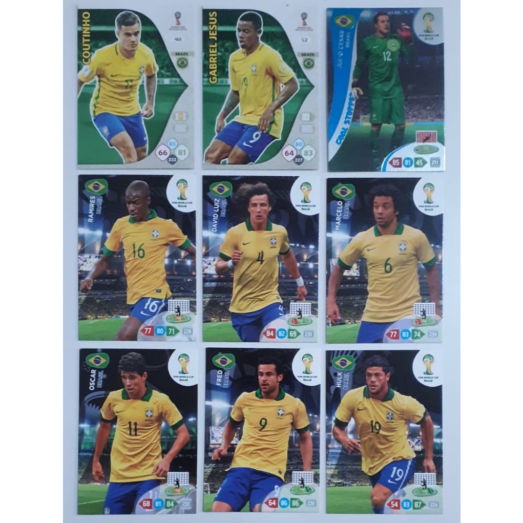 Lote Com 9 Cards Diferentes Seleção Brasileira Copa 2014 - Panini - Copa do Mundo - Fifa World Cup - Bom Estado - A