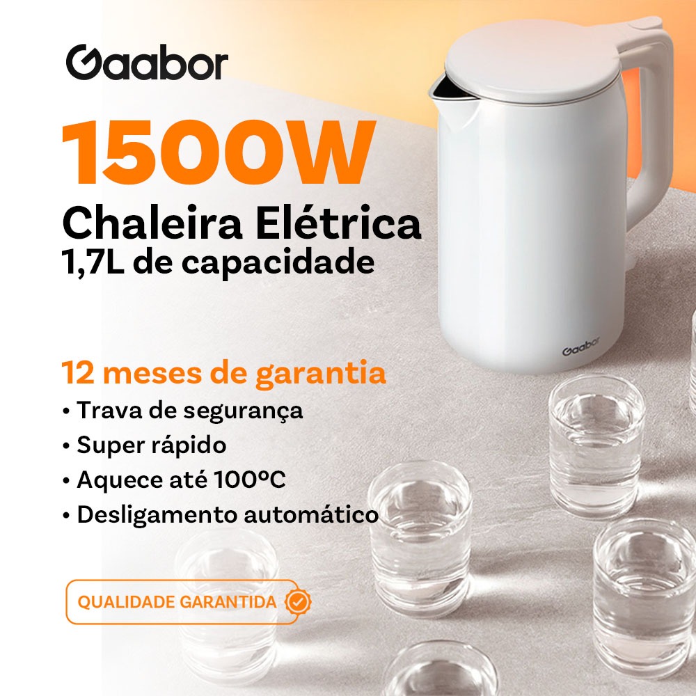 Gaabor Branco chaleira com apito 1500W Anticorrosivo e durável Controle preciso da temperatura EK20M-WH01A -1